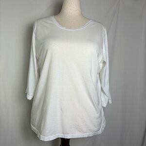 Susina White 3/4 Length Sleeve T-shirt Plus size 1 X